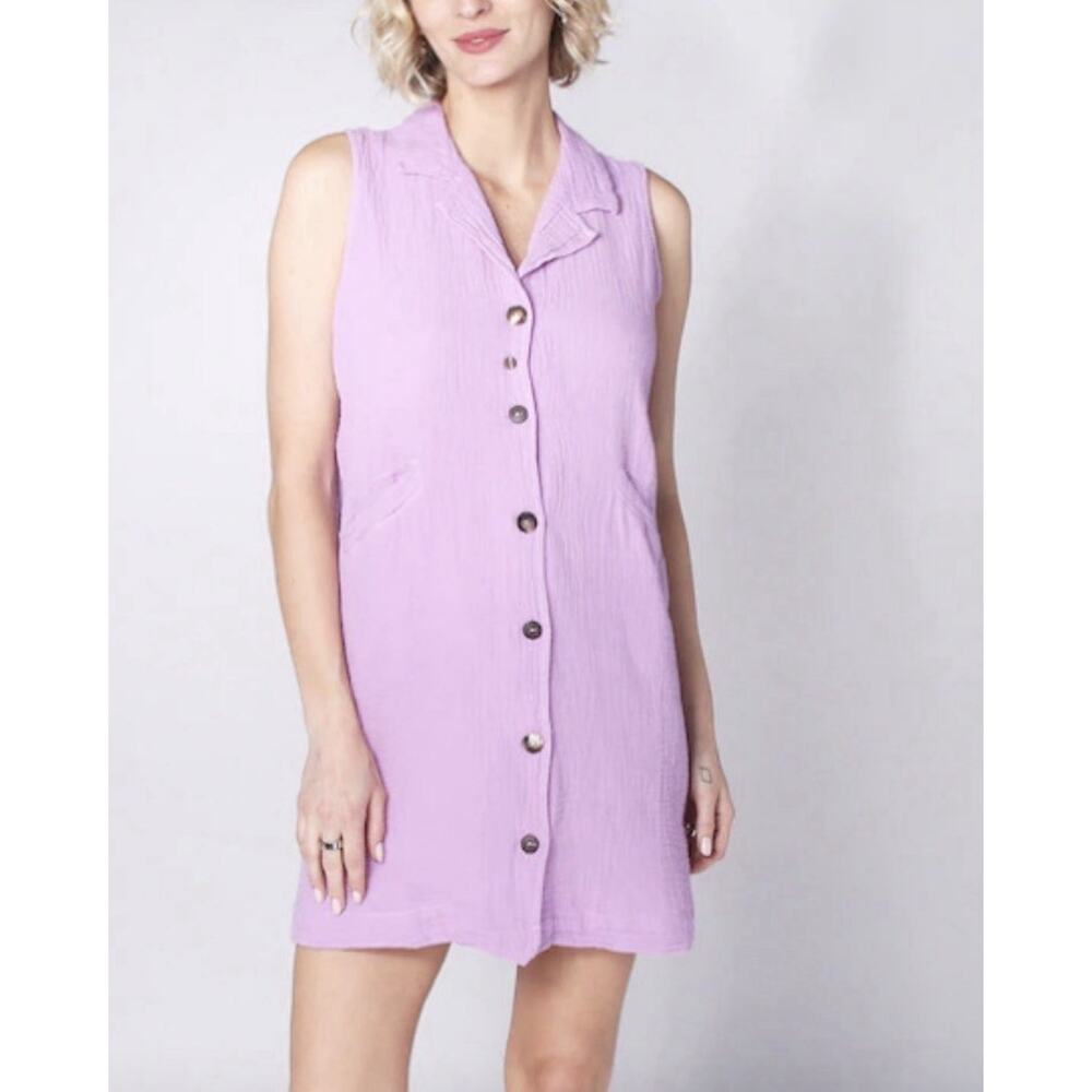 Shannon Passero Calliope Dress Women Small Blushing Pink Lagenlook Collar NEW